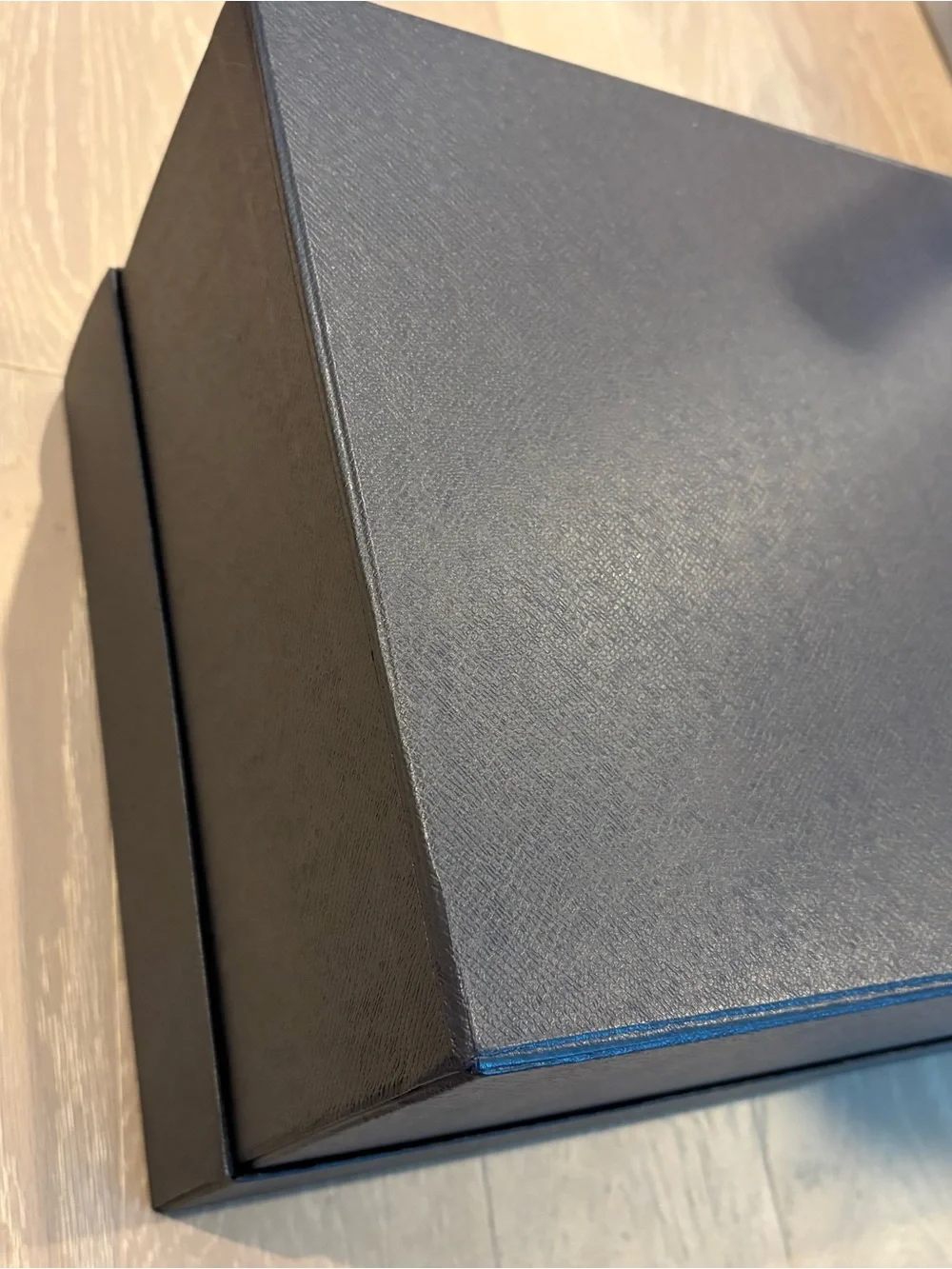 Prada Large Navy blue Saffiano textured gift box and tissue